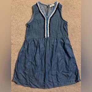 Denim Dress with Fringe Details